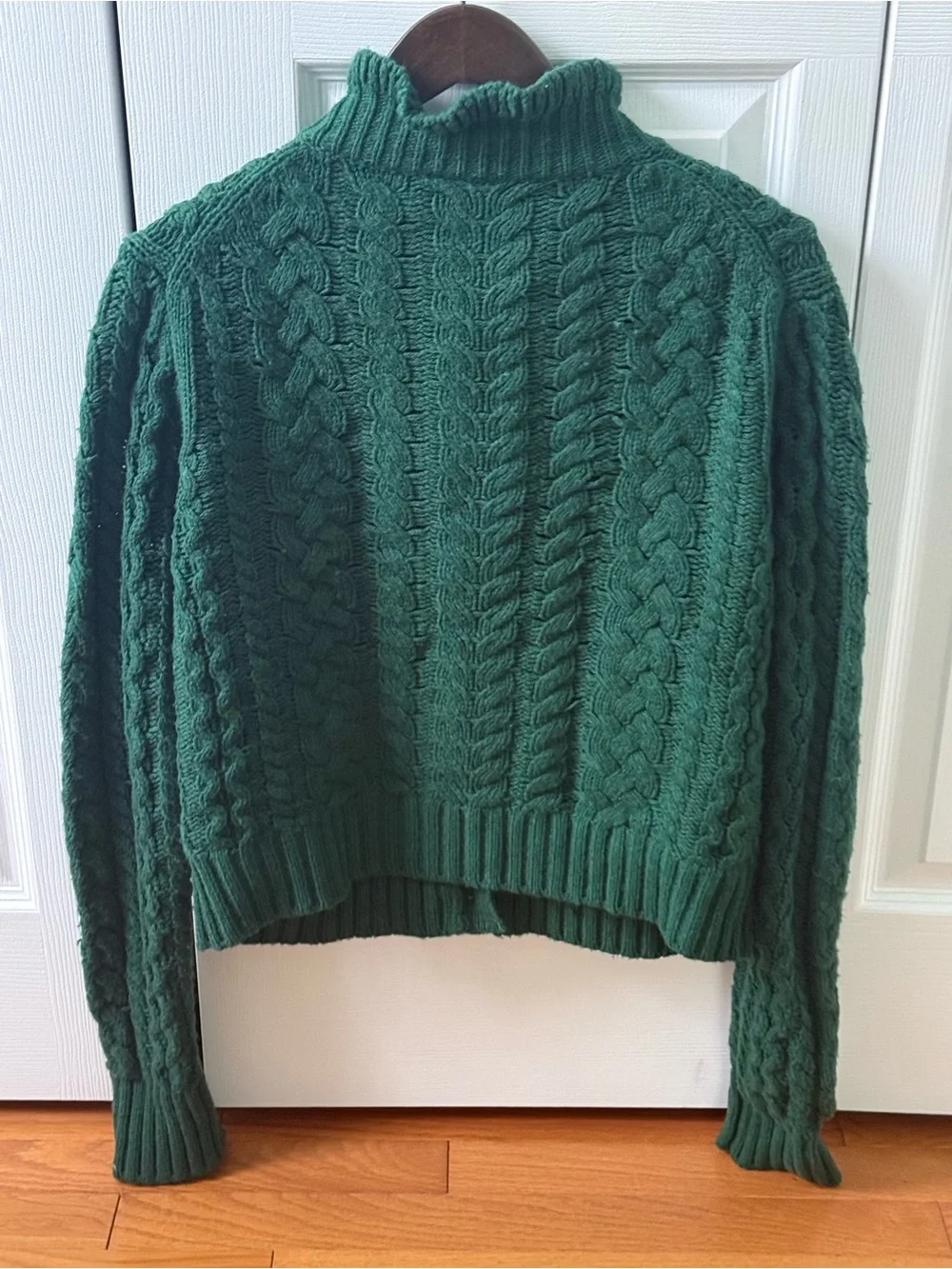 J.Crew Ruffleneck Cable Cardigan in Green - Picture 3 of 4